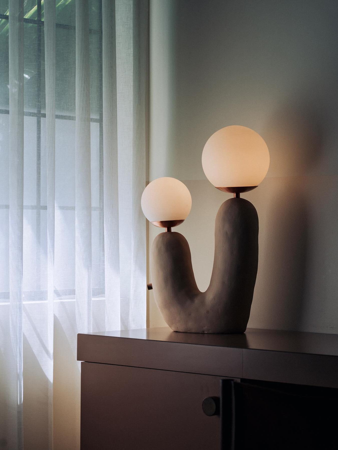 Macaroon Oo Ceramics Cactus Table Lamp - Cueteks