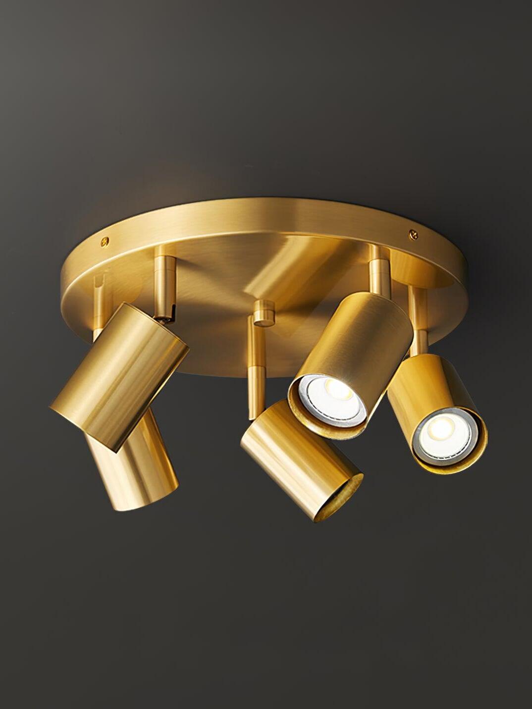 Brass five-head Hugo ceiling spotlight