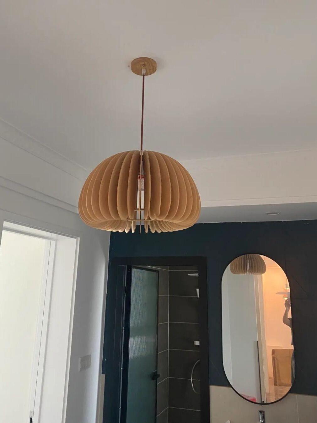 Rustic Wooden Pumpkin LED Pendant Lamp - Cueteks