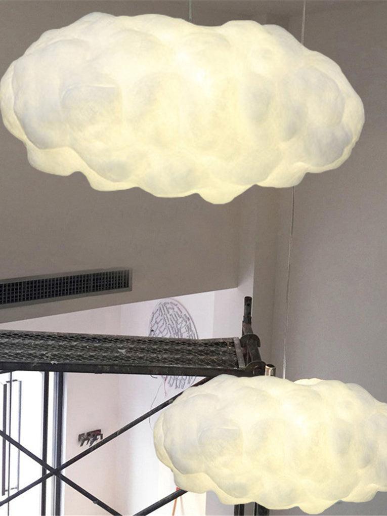 Two glowing cloud shades shown near a window