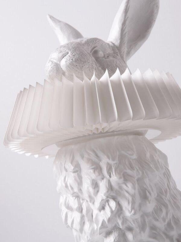 White Resin Rabbit Decorative Table Lamp - Cueteks