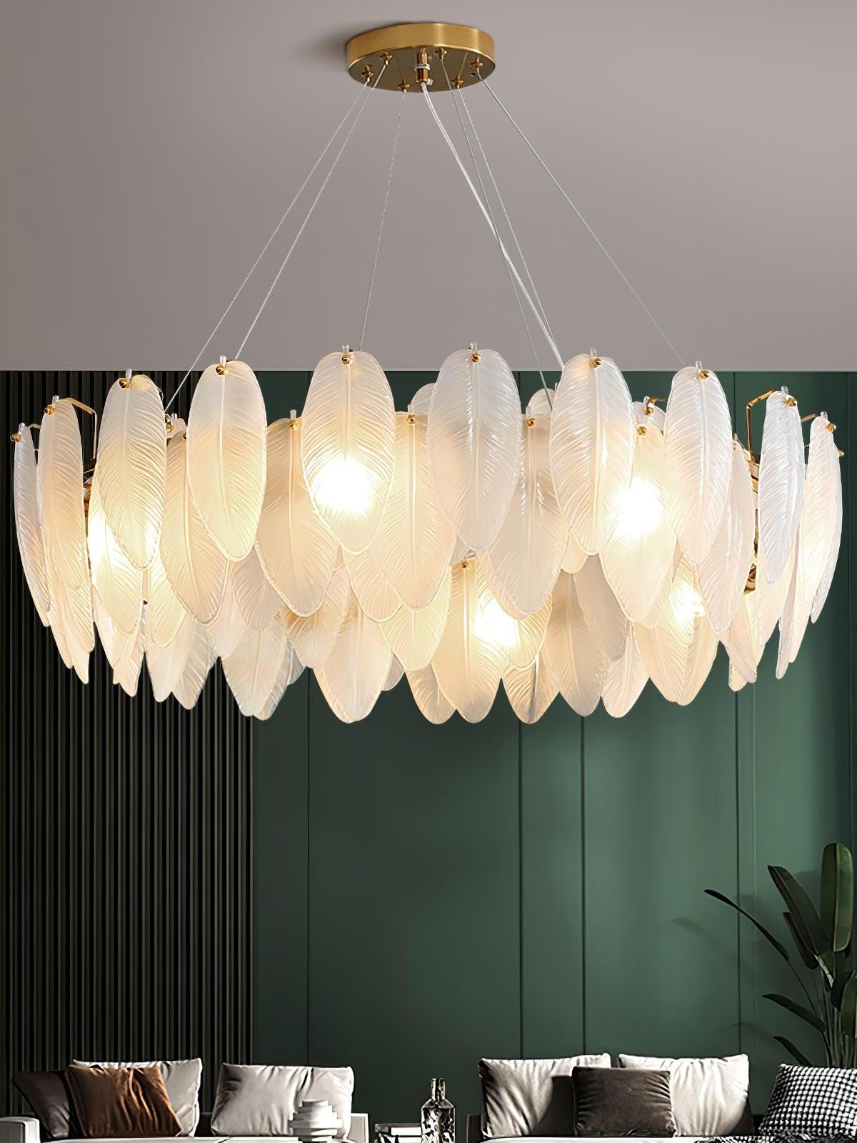 Glass Feather Chandelier - Cueteks