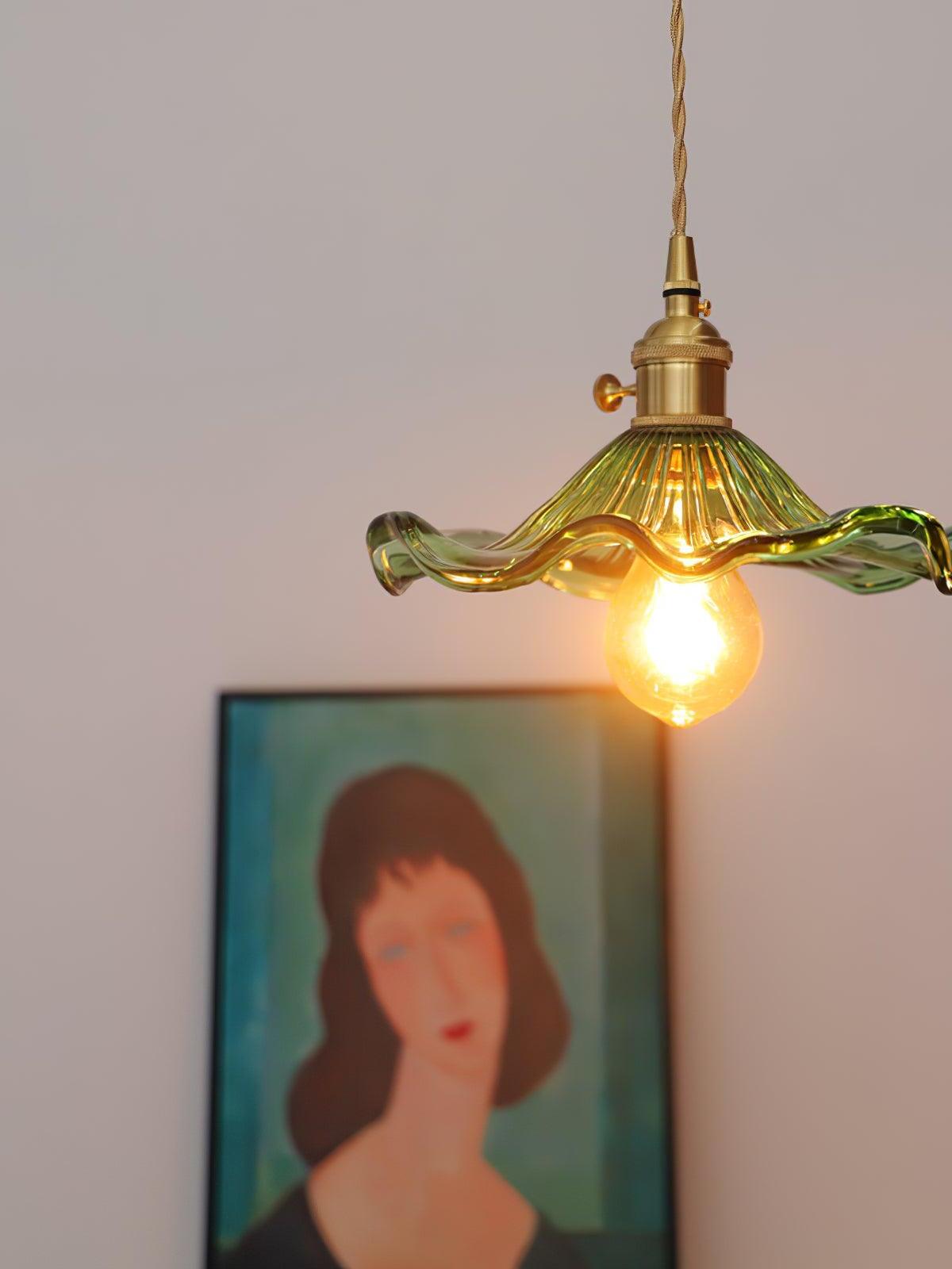 Glass Hibiscus Flower Pendant Light - Cueteks