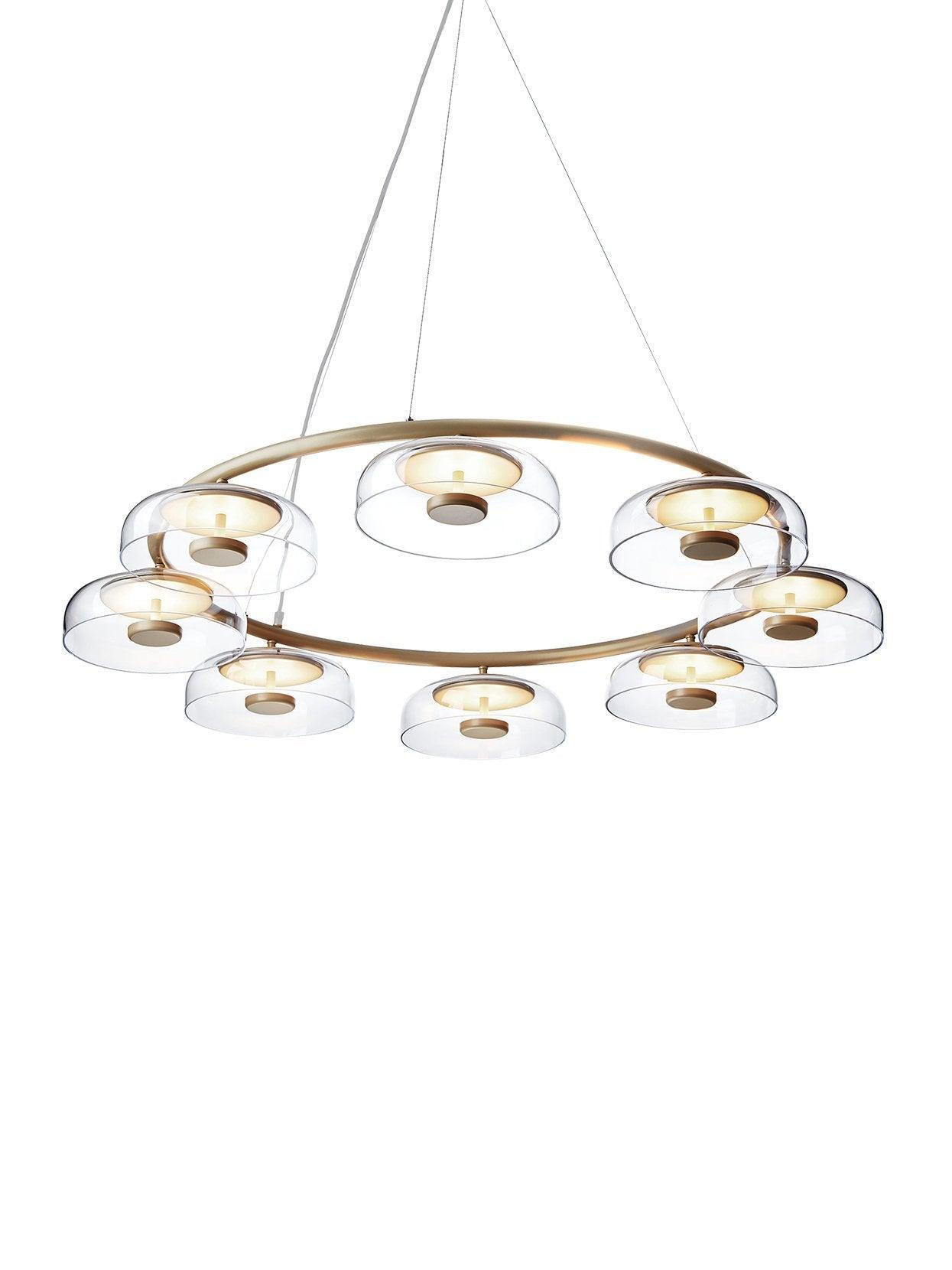 Blossi ring chandelier shown from below at an angle