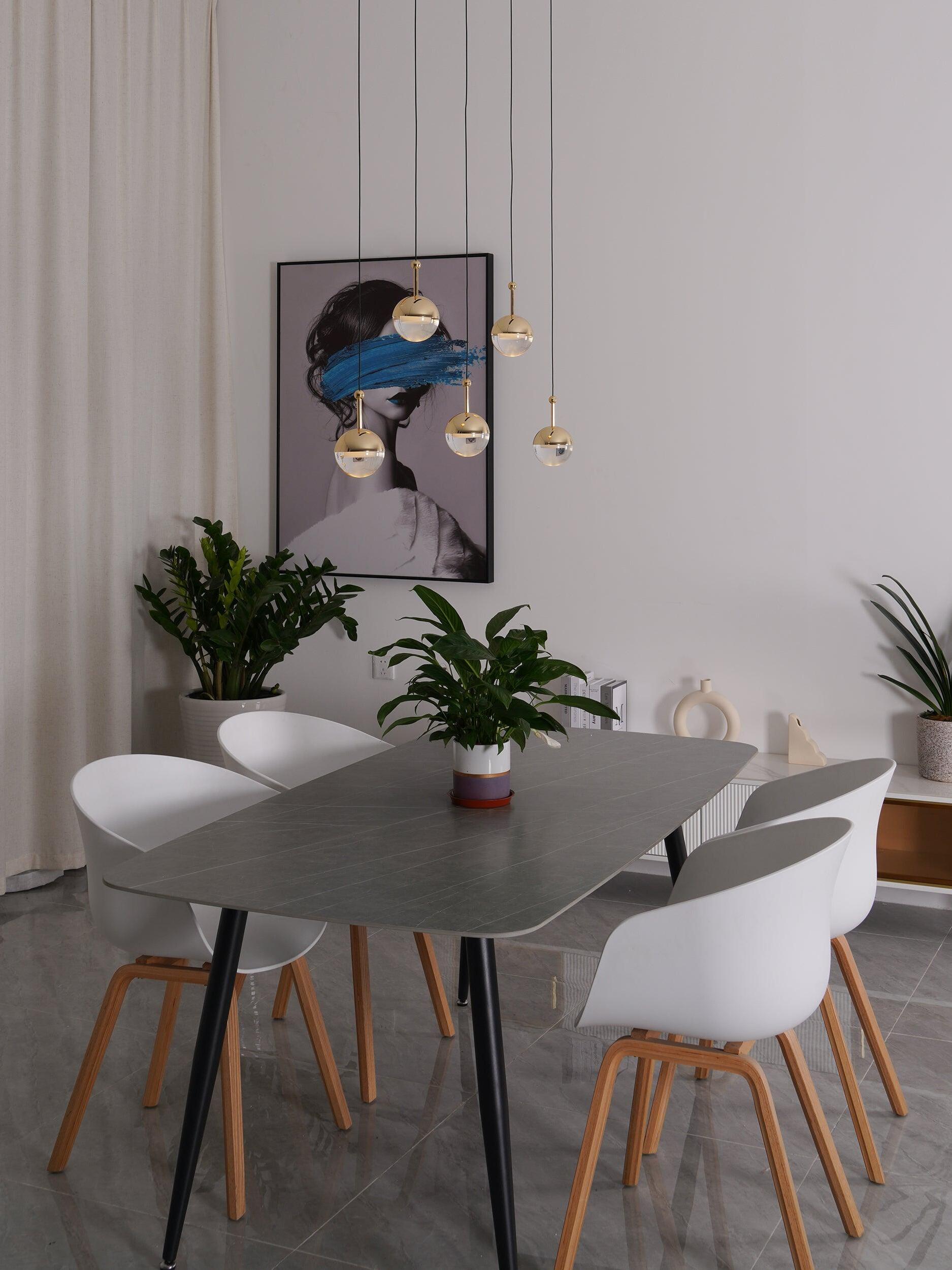 Modern Dora LED pendant lamp in Champagne Gold for Kitchen - Cueteks
