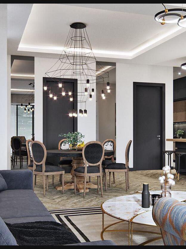 Industrial Metal Lines Multi-head Chandelier - Cueteks