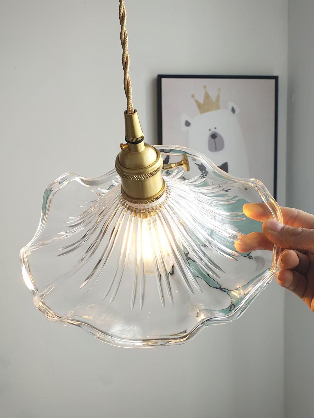 Glass Hibiscus Flower Pendant Light - Cueteks
