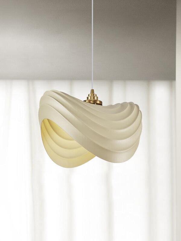 Deeper Beige pendant with folded ribbed shade