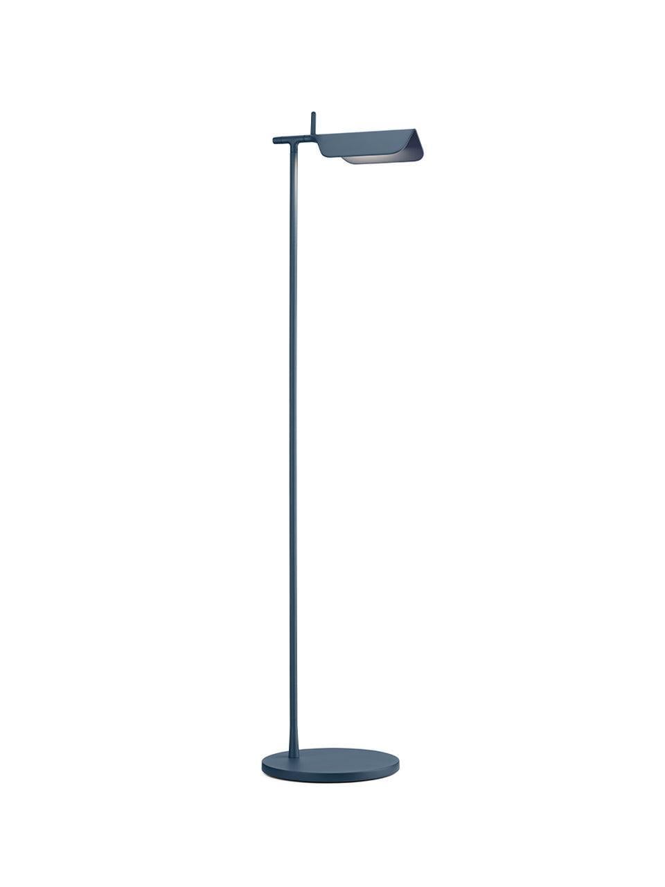 Blue-grey floor lamp with a slim upright stem