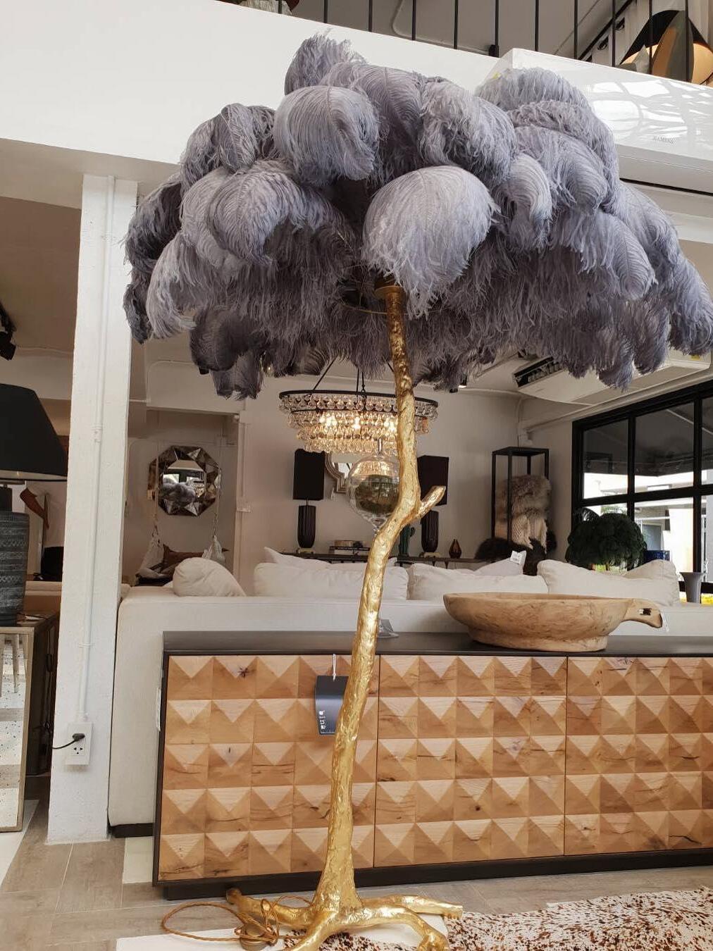 Ostrich Feather Resin Floor Light - Cueteks
