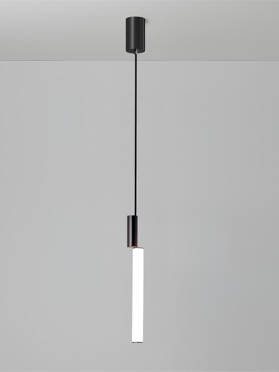 Single black-top white tube pendant with dark canopy