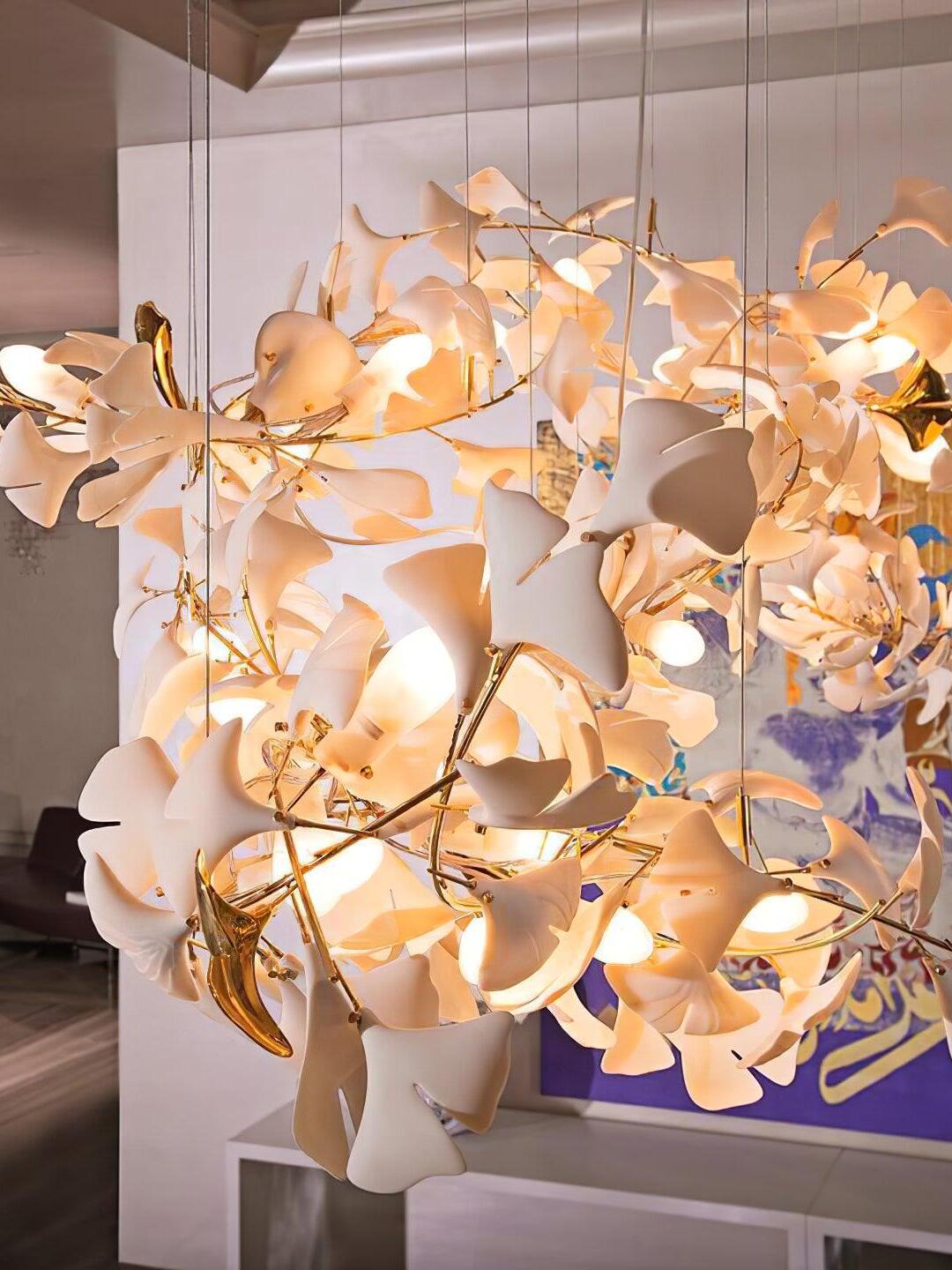Creative Ceramics Gingko Flower Chandelier G - Cueteks