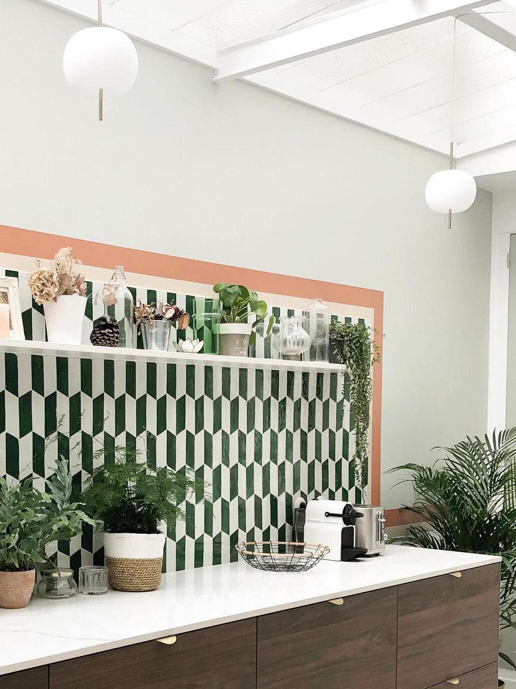 White pendants above a cafe counter