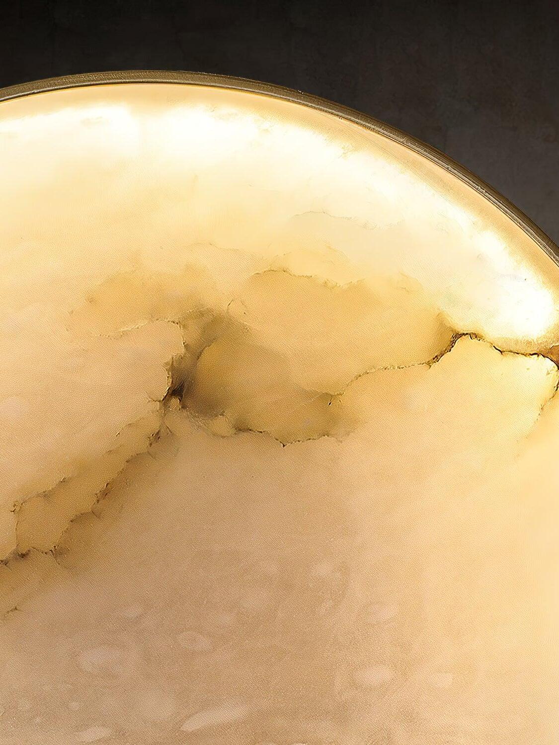 Close-up of illuminated irregular alabaster veining