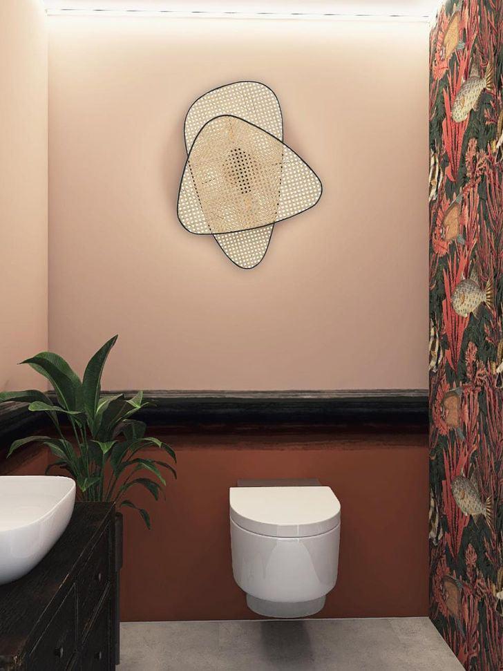 Rustic Bamboo Natural Screen Cannage Sconce - Cueteks