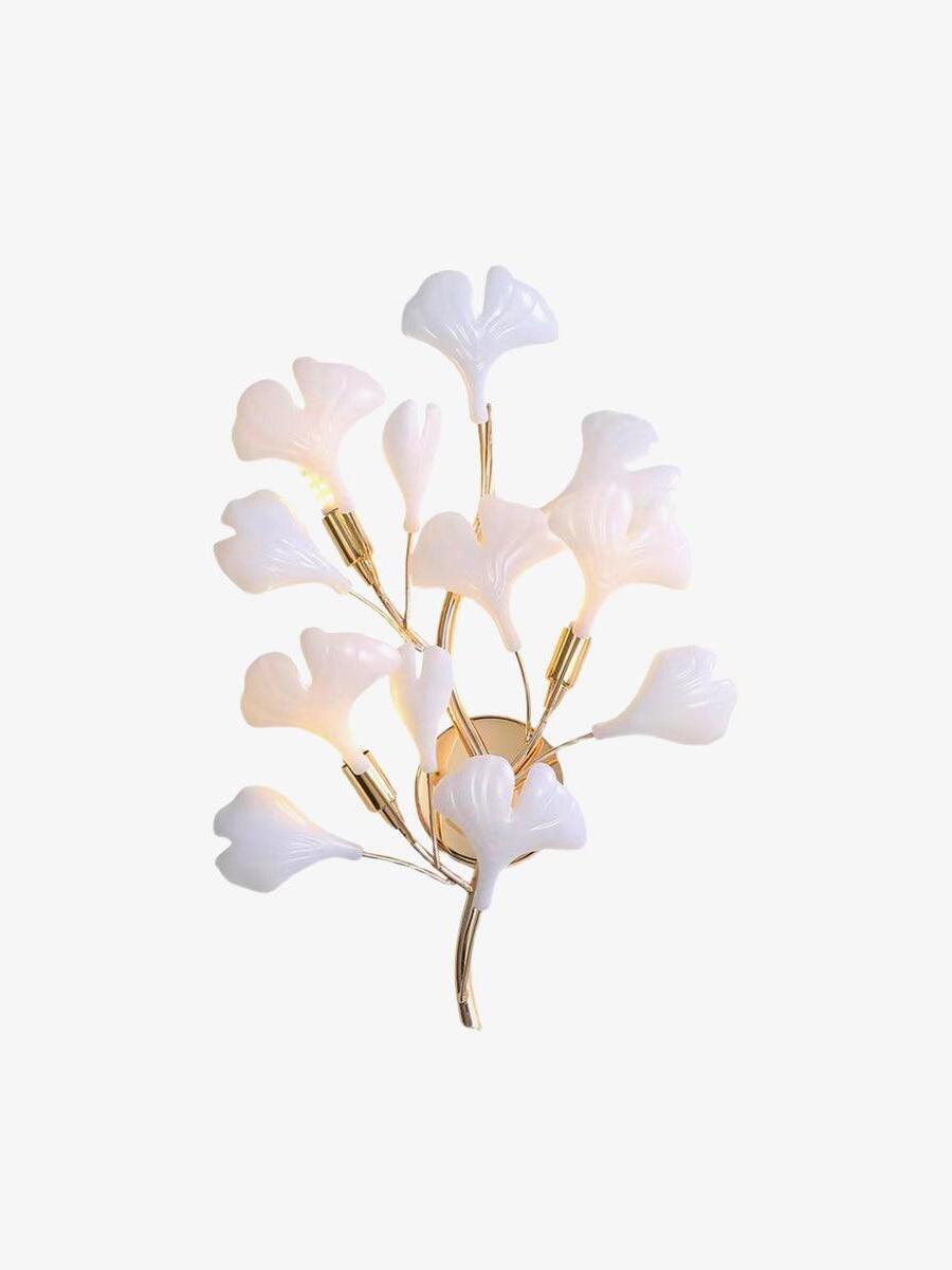 Classic Ceramics Flower Gingko Wall Lamp - Cueteks