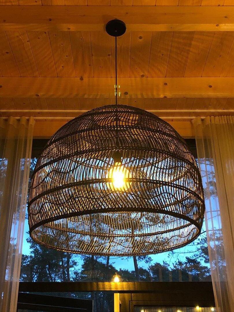 Illuminated Black open-weave pendant
