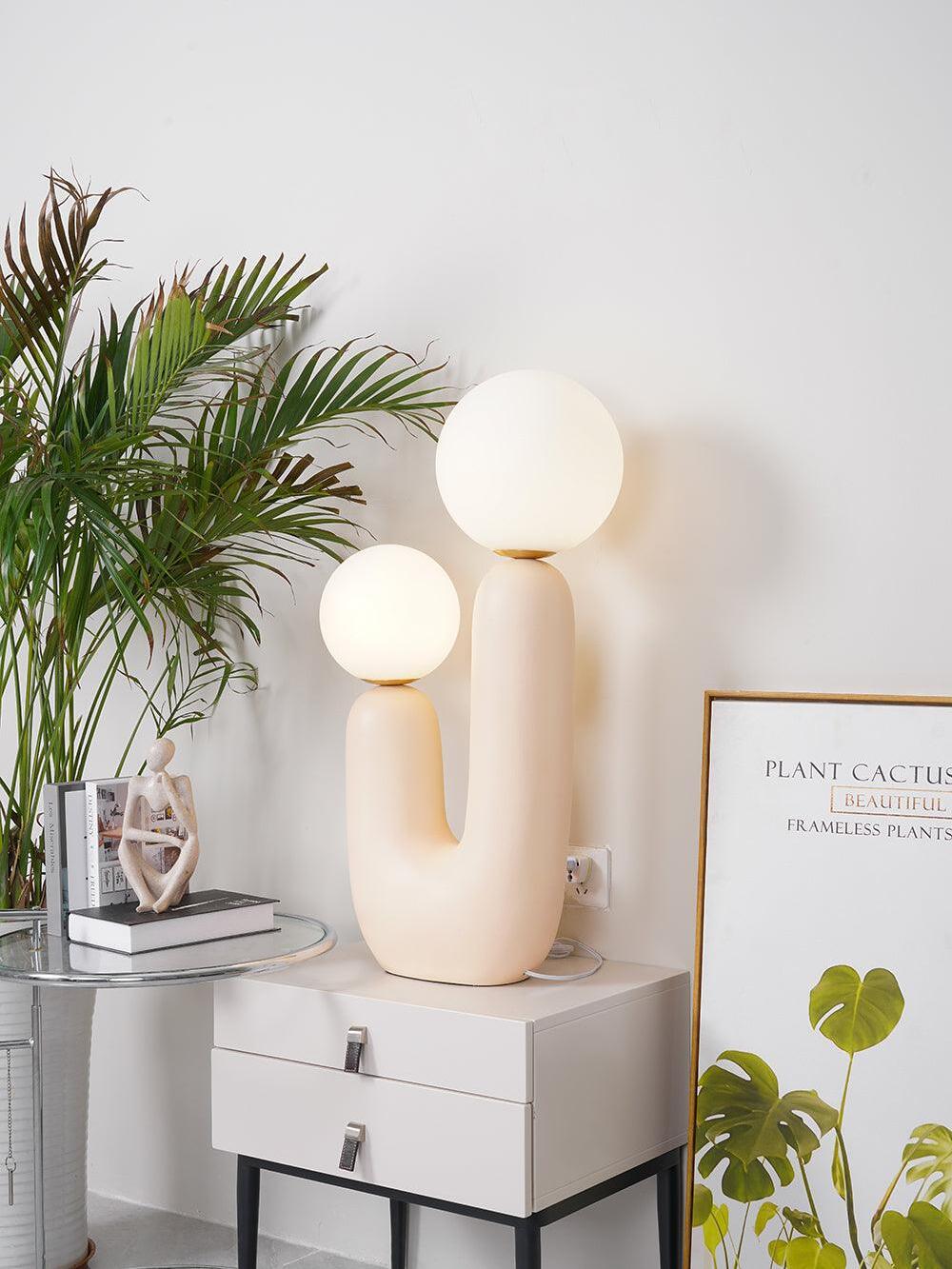 Macaroon Oo Ceramics Cactus Table Lamp - Cueteks
