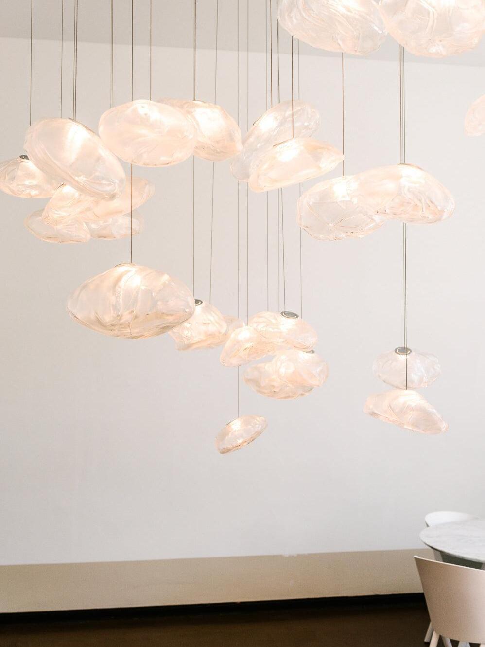 Transparent Glass Random Rectangle Multiple Pendant Lamp - Cueteks