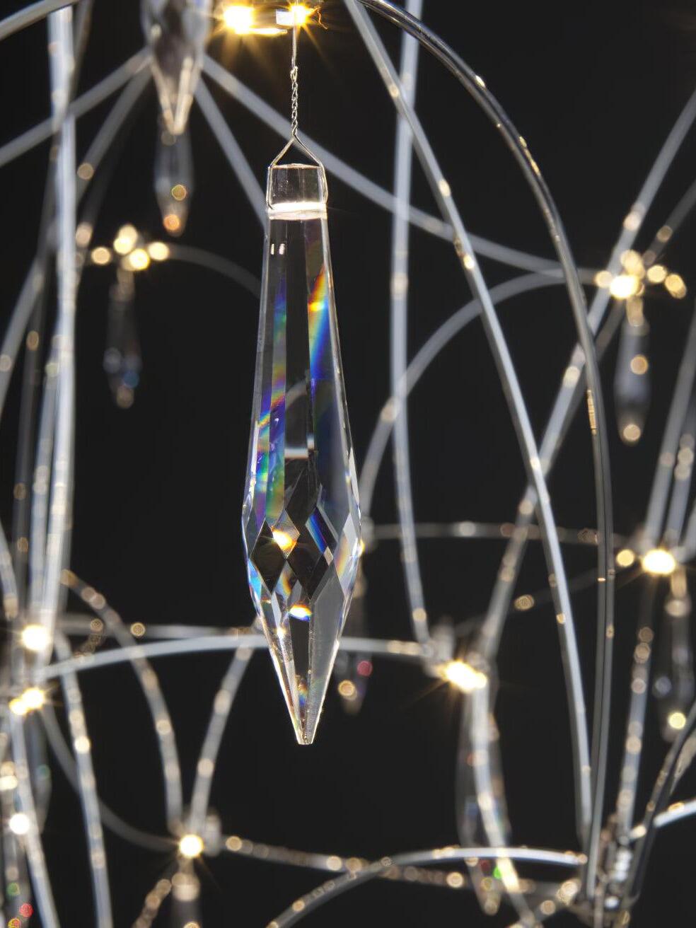 Long faceted crystal prism and fine metal frame detail