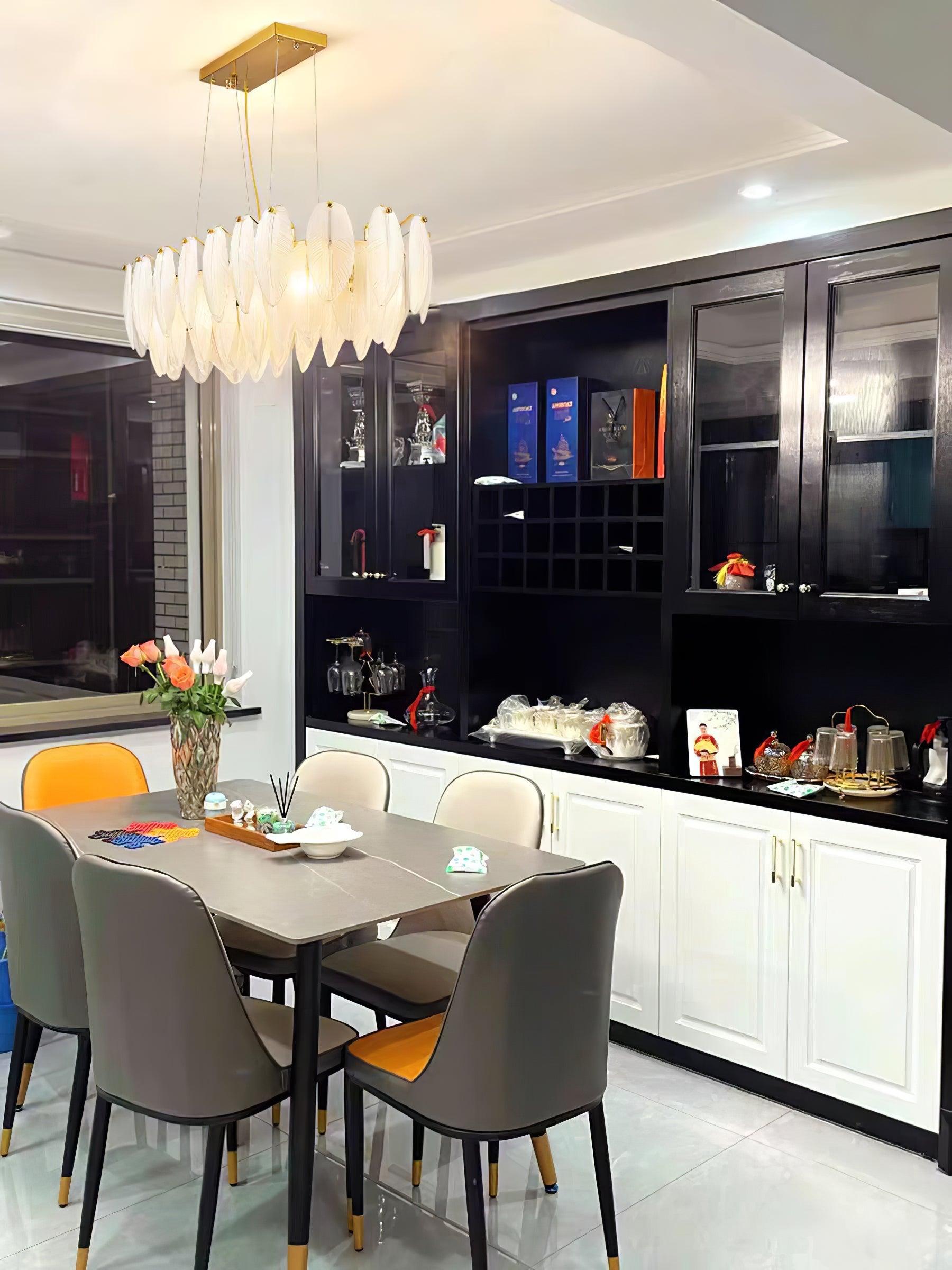 Glass Feather Chandelier - Cueteks