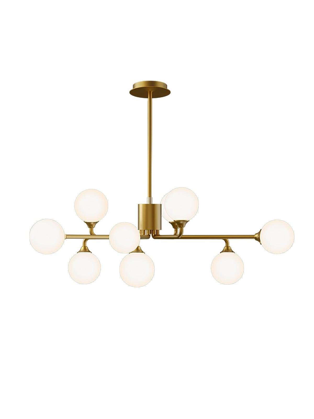 Nine-globe brass branch chandelier isolated on white