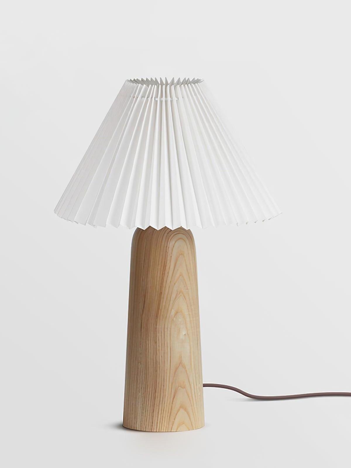 Luxurious Facet Pleated Wooden Table Lamp - Cueteks
