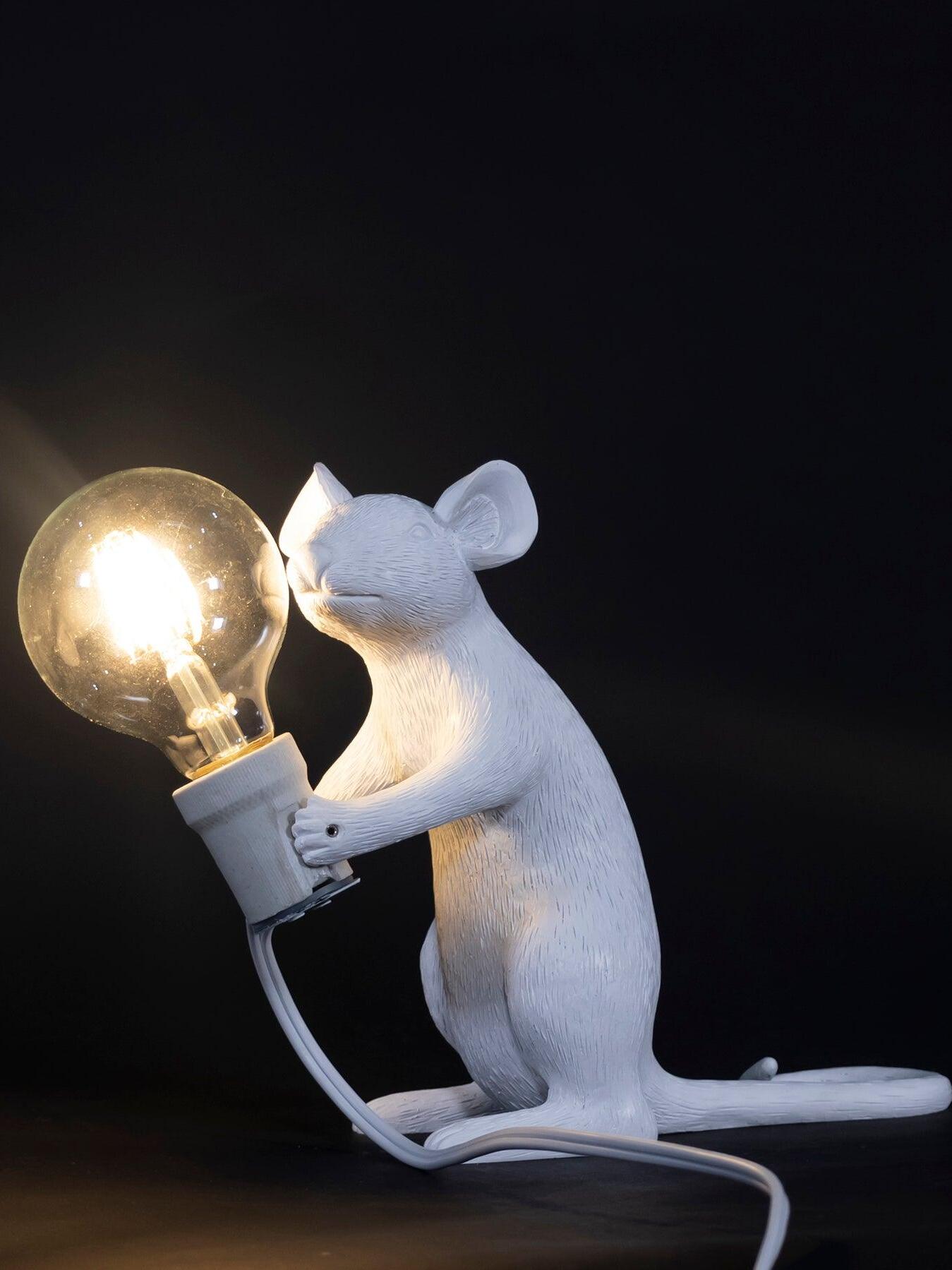 Resin White Mouse Shape Decorative Table Light - Cueteks