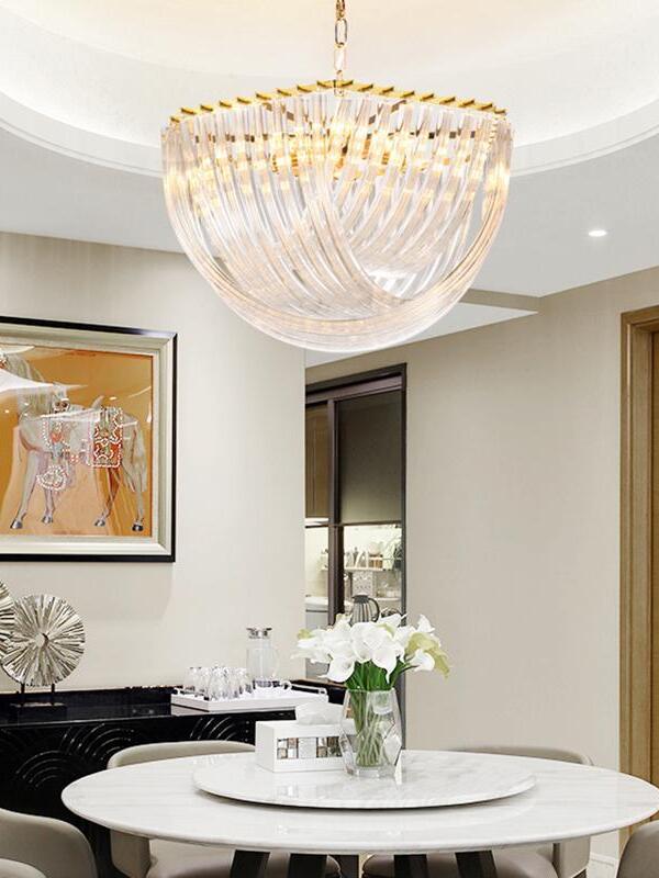 Modern Crystal pendant lamp in Champagne Gold for Restaurant - Cueteks