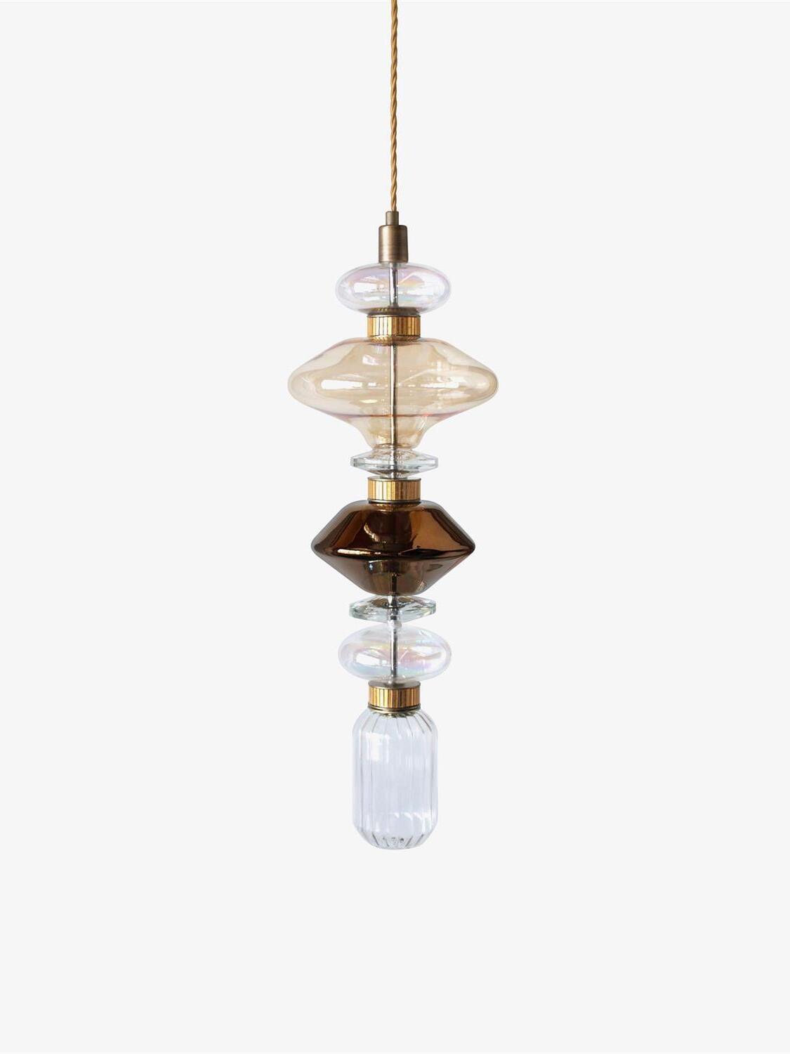 Single Ballet pendant with round clear layers and dark glass centre