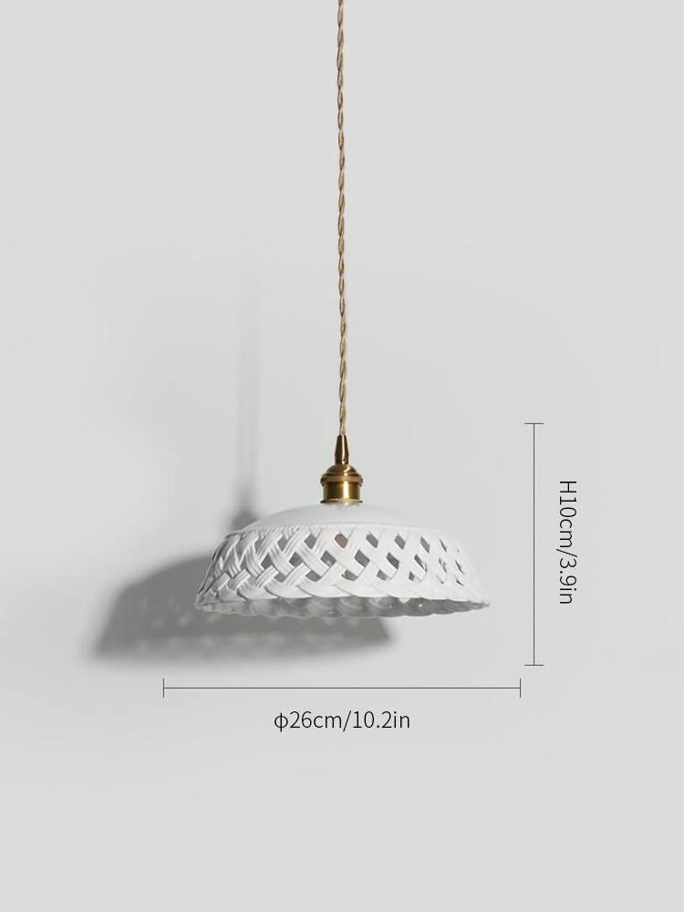 Stylish Ceramic Openwork Woven Pendant Lamp - Cueteks