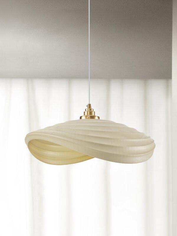 Wide Beige layered resin pendant shade