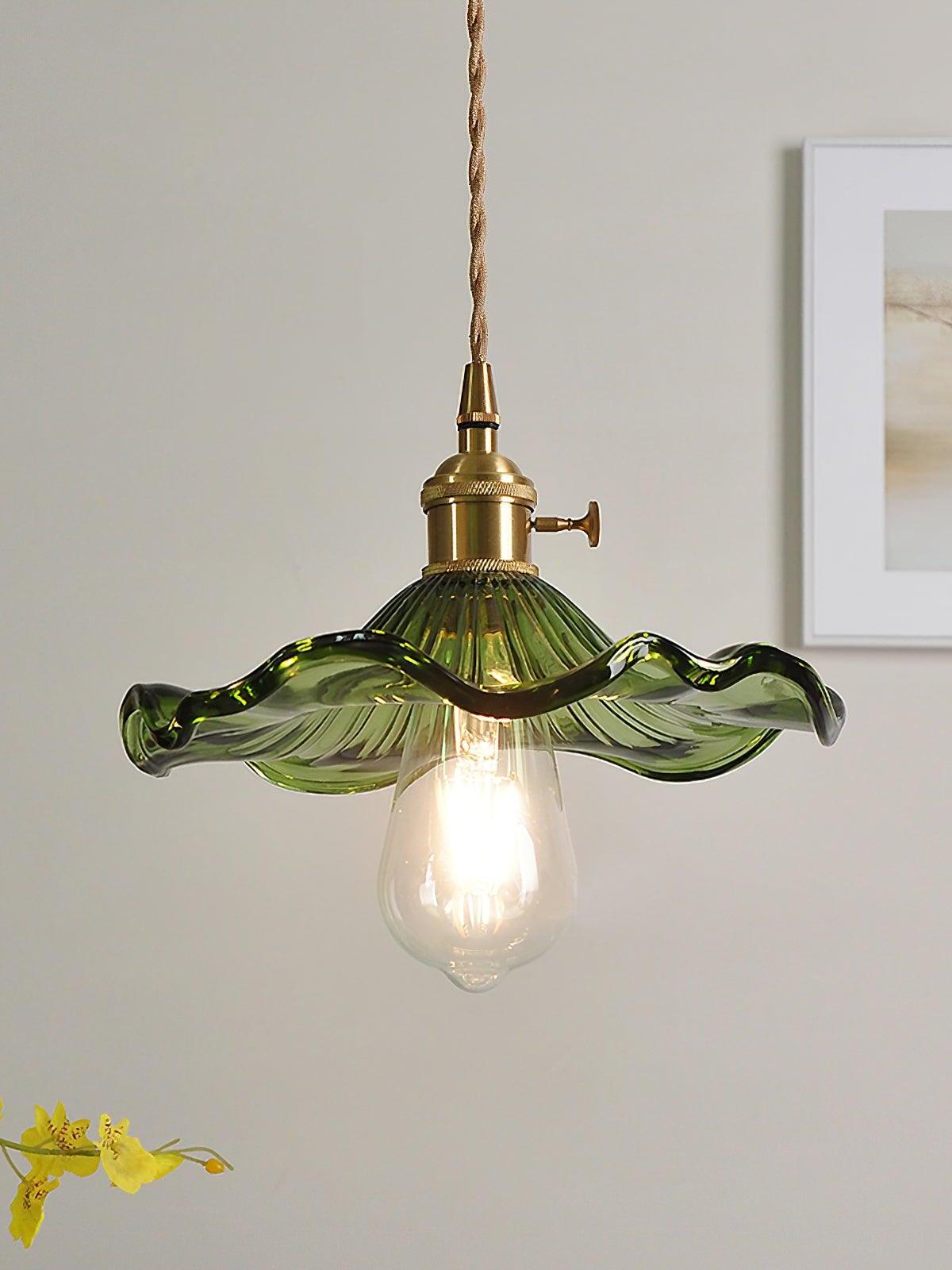 Glass Hibiscus Flower Pendant Light - Cueteks