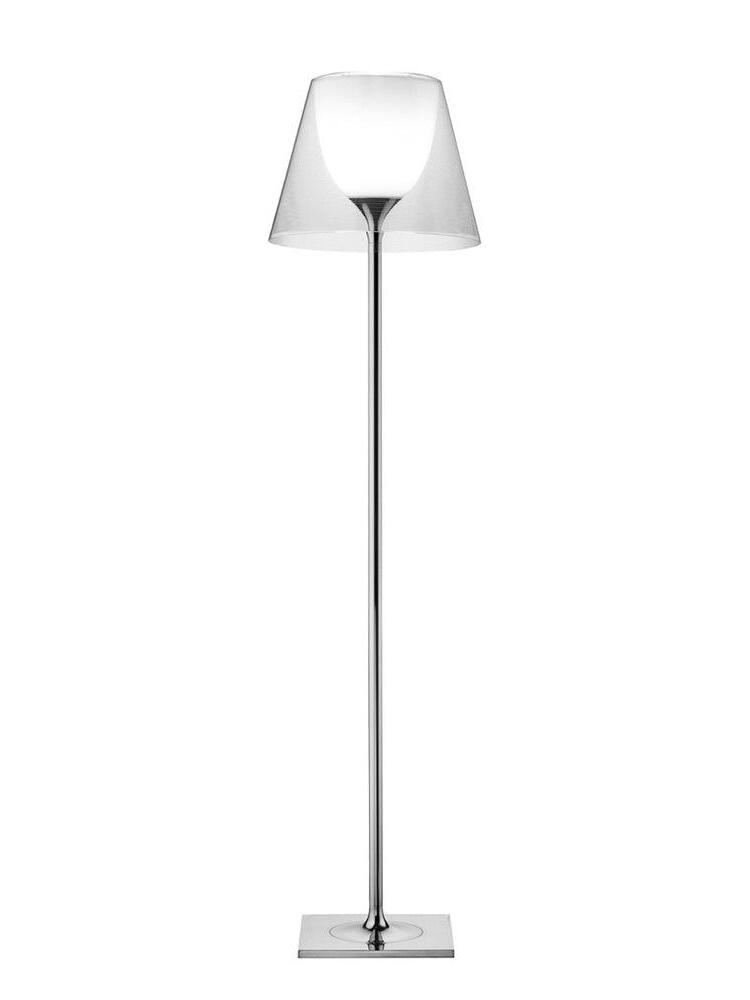 Ktribe Clear floor lamp isolated on a pale background