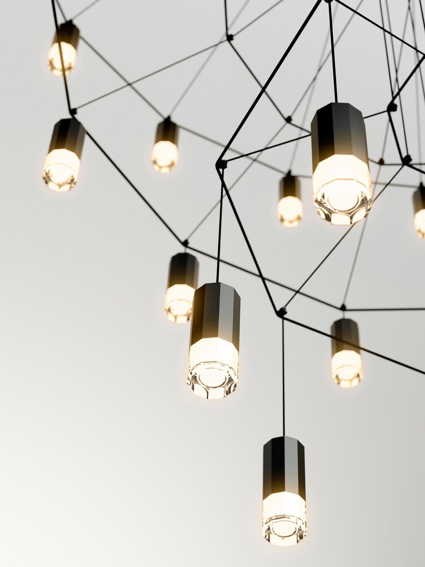 Industrial Metal Lines Multi-head Chandelier - Cueteks