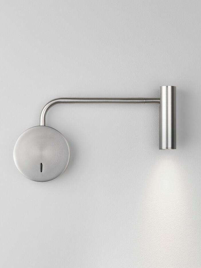 Sand Nickel reading sconce with horizontal arm