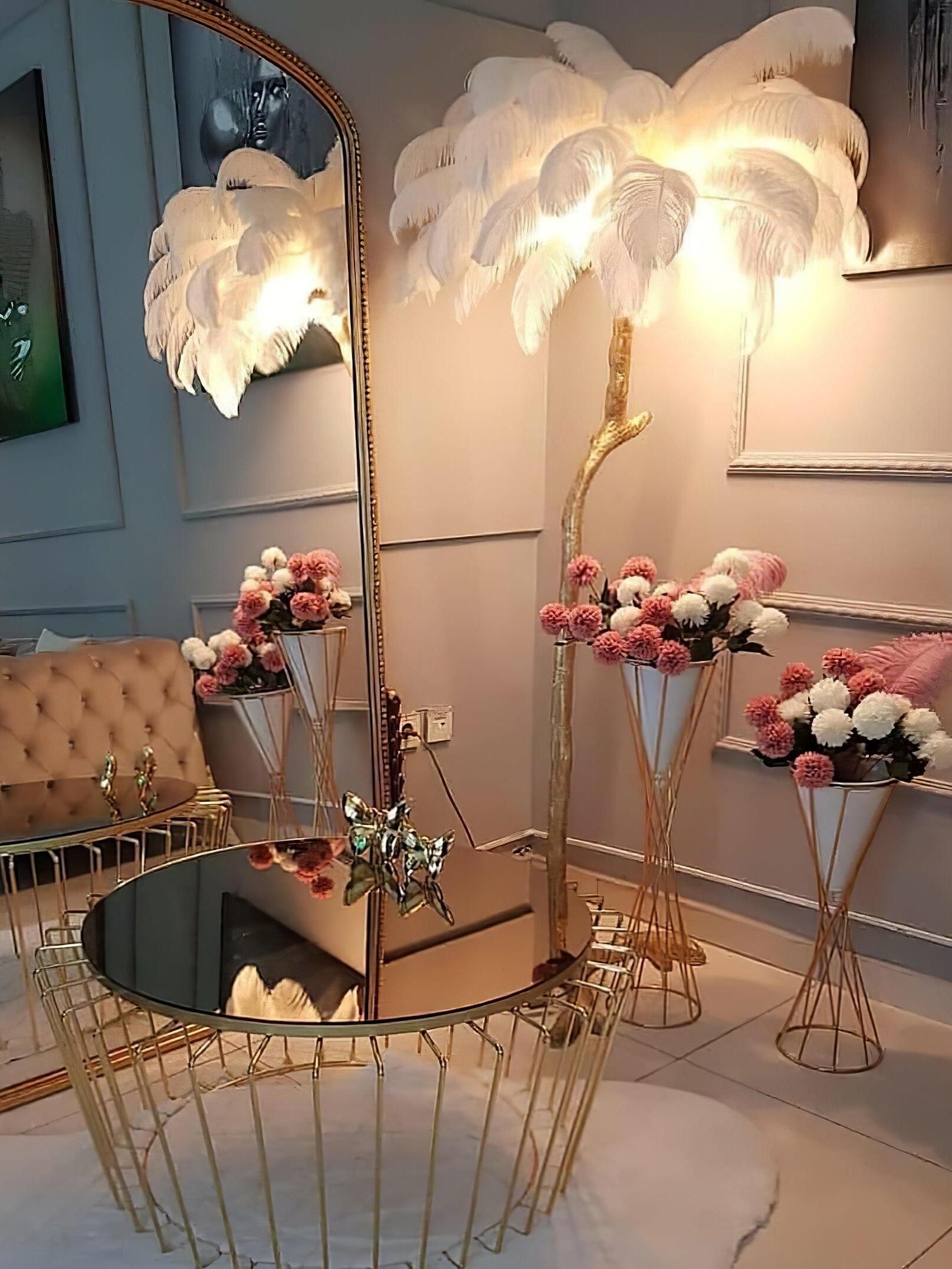 Ostrich Feather Resin Floor Light - Cueteks