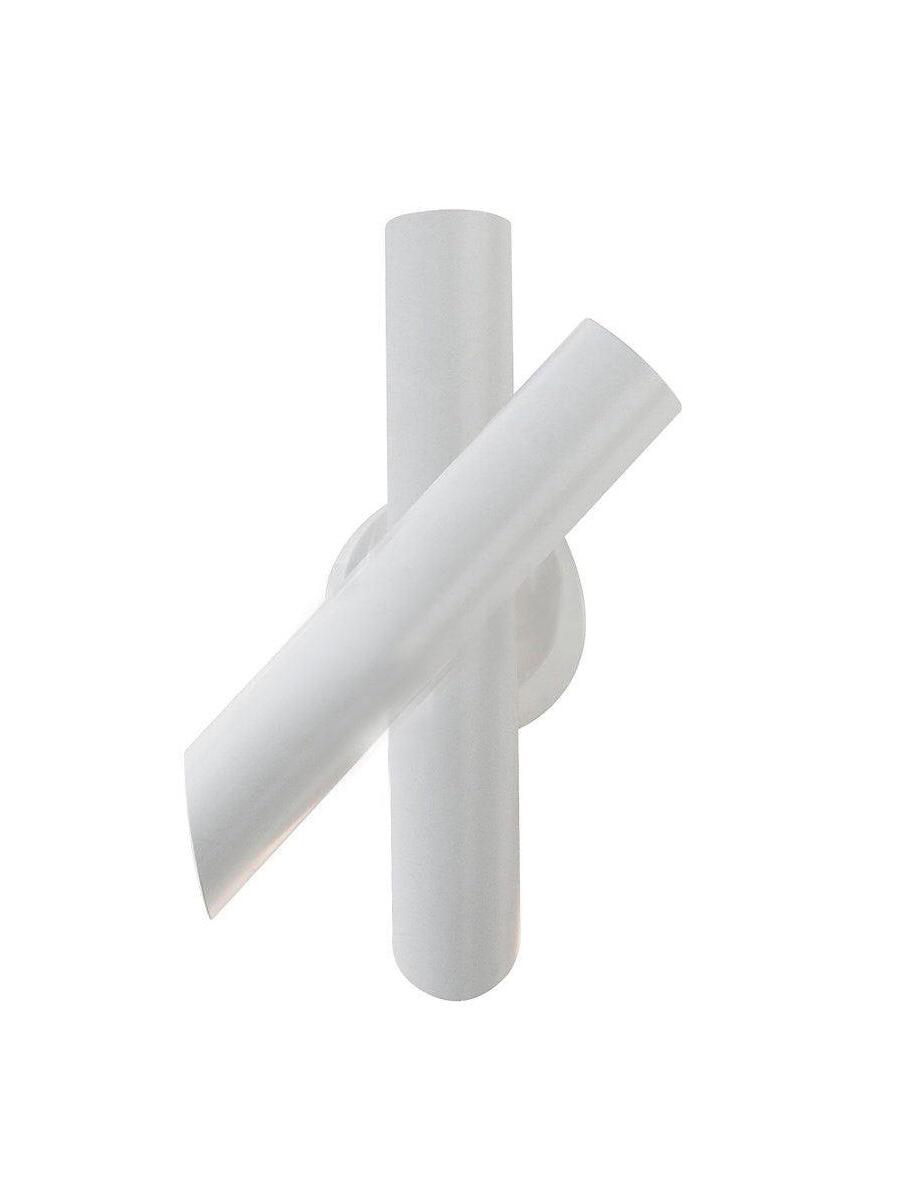 All-white crossed-tube wall lamp on white