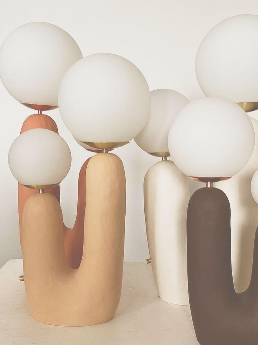 Macaroon Oo Ceramics Cactus Table Lamp - Cueteks