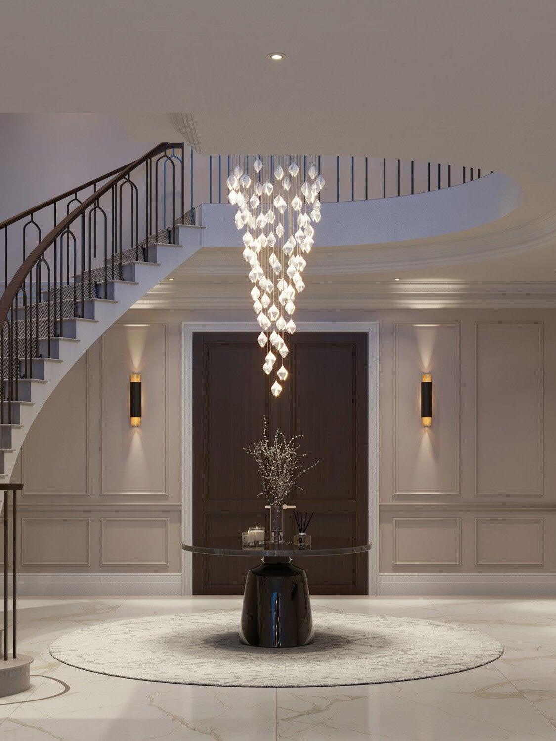 Tall bud cluster beside a curved staircase