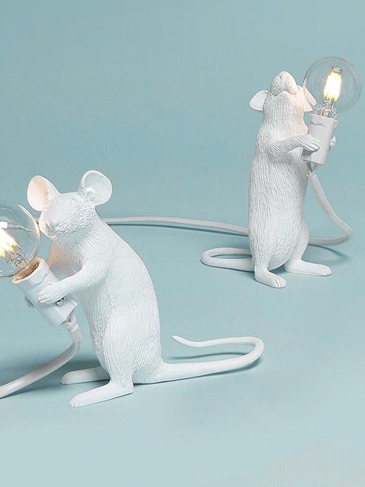 Resin White Mouse Shape Decorative Table Light - Cueteks