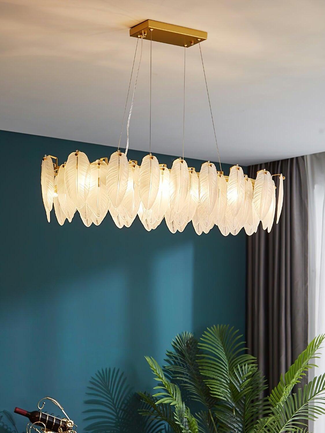 Glass Feather Chandelier - Cueteks