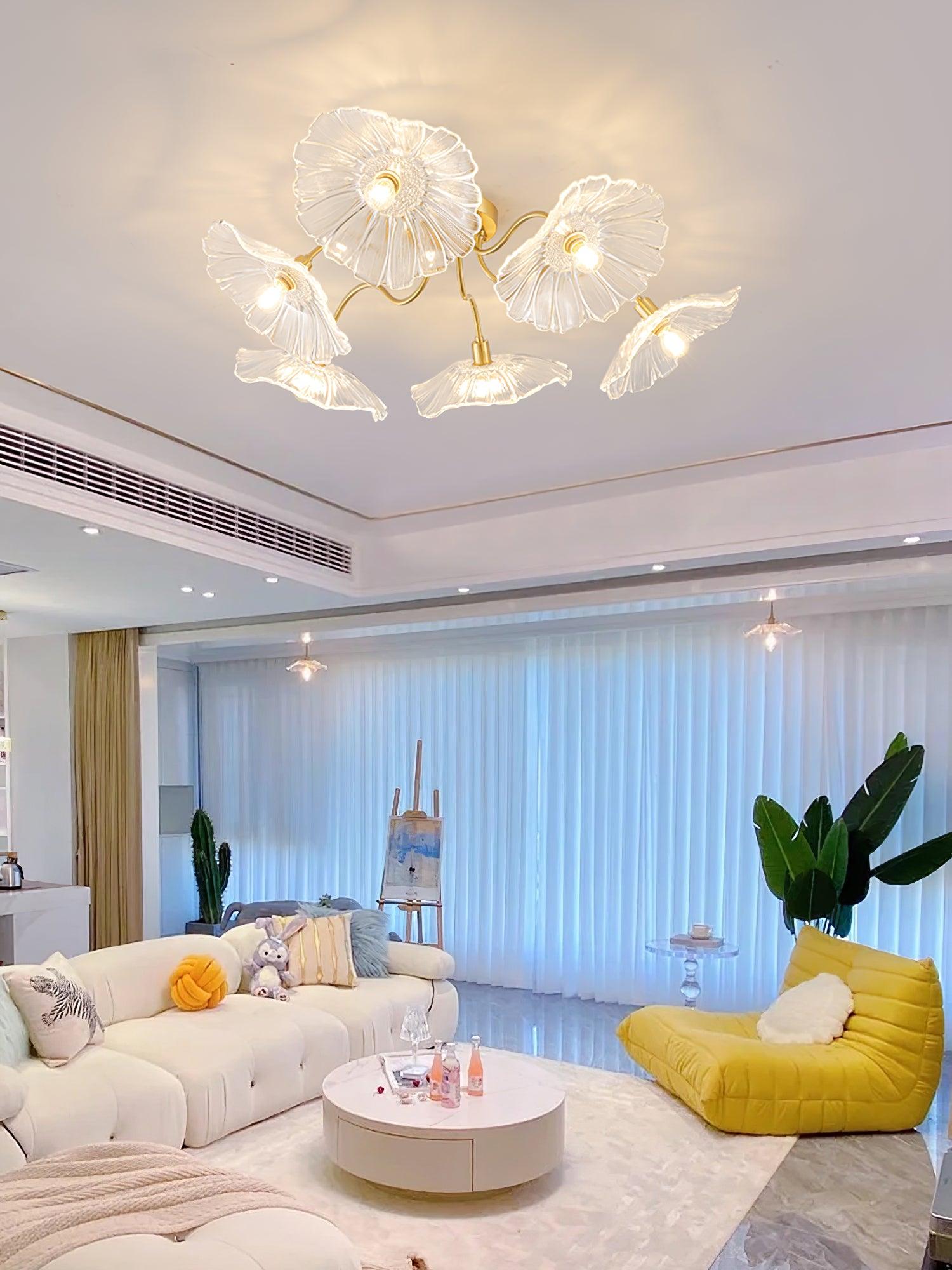 Lotus Leaf Glass Ceiling Lamp - Cueteks