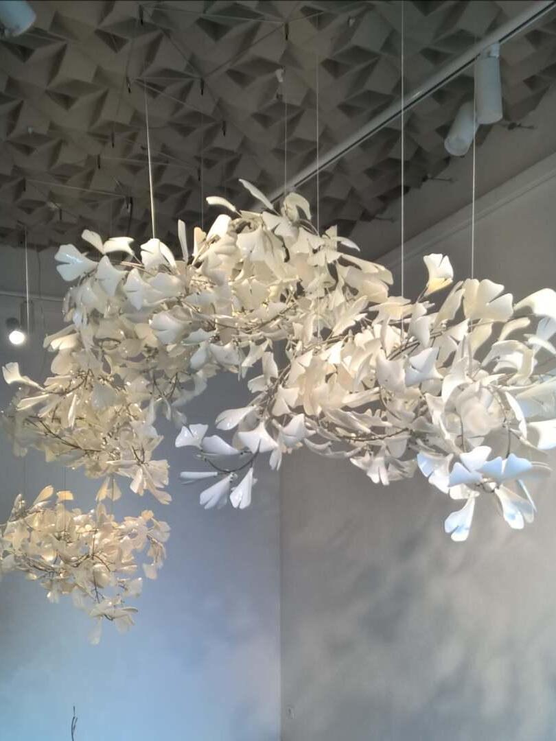 Modern Ceramics Flower Gingko Chandelier C - Cueteks