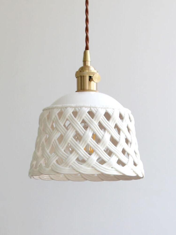 Stylish Ceramic Openwork Woven Pendant Lamp - Cueteks