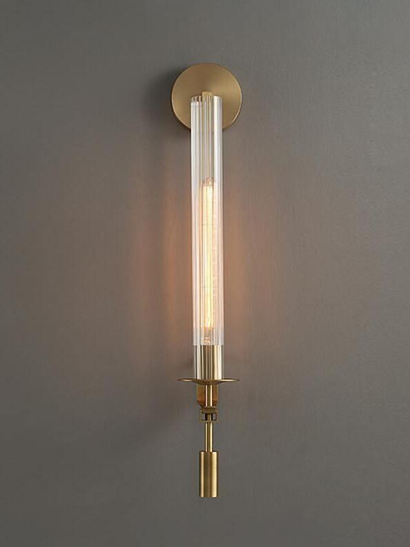 Retro Brass Fontanelle Glass Wall Lamp For Bedroom - Cueteks