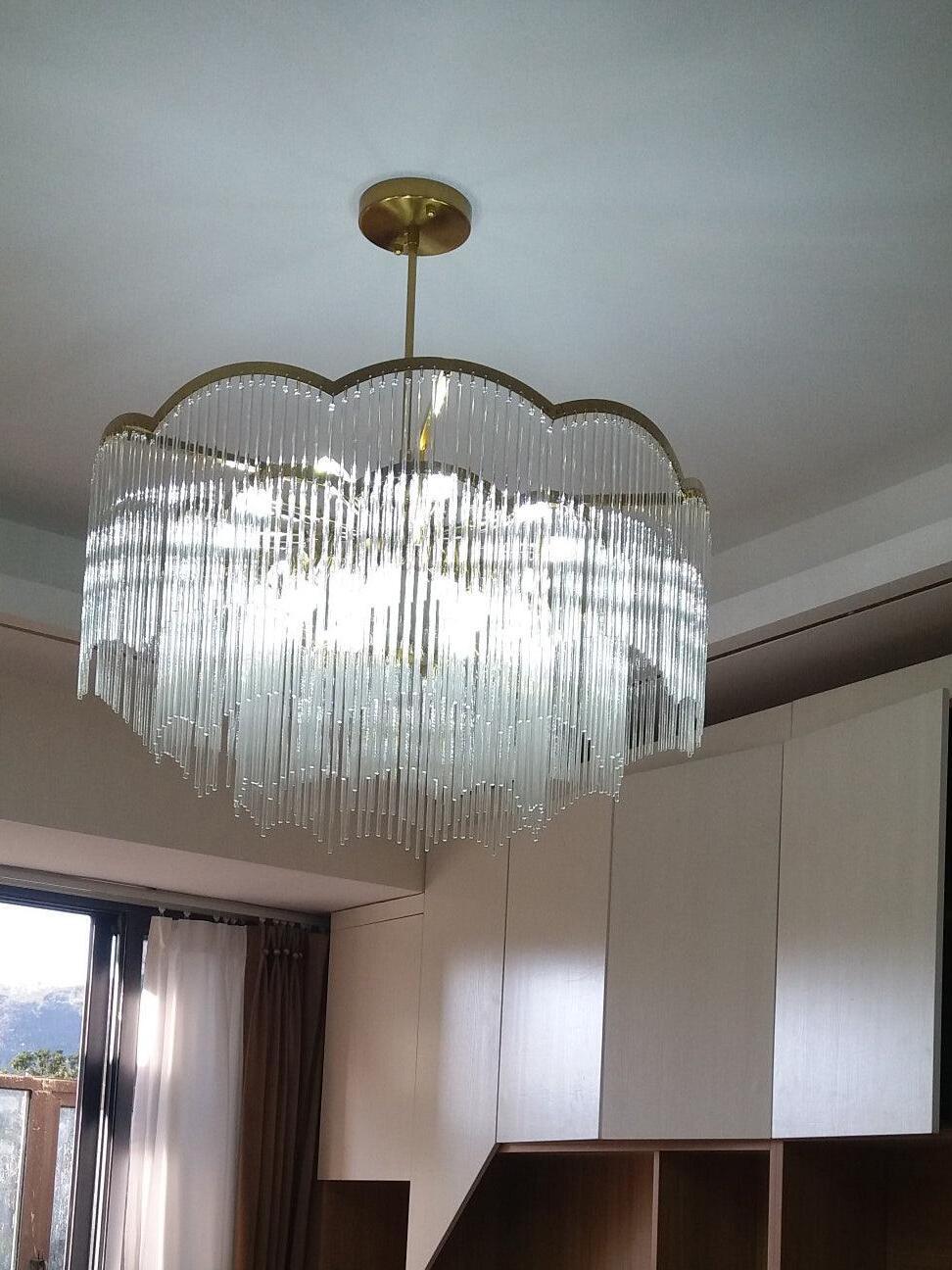 Classic Maria Theresa Multi-layer Glass Strips Chandelier - Cueteks
