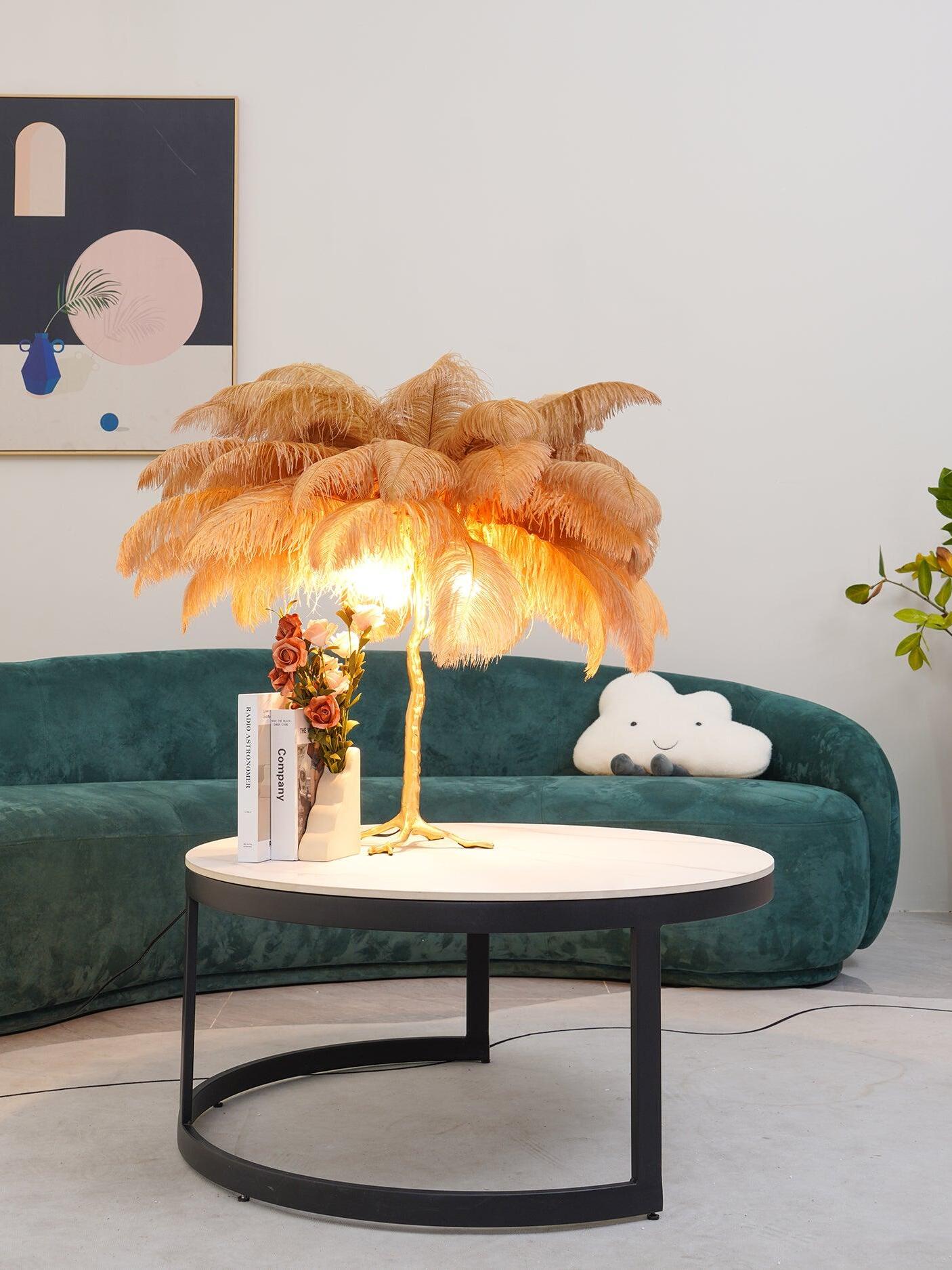 Ostrich Feather Table Lamp - Cueteks
