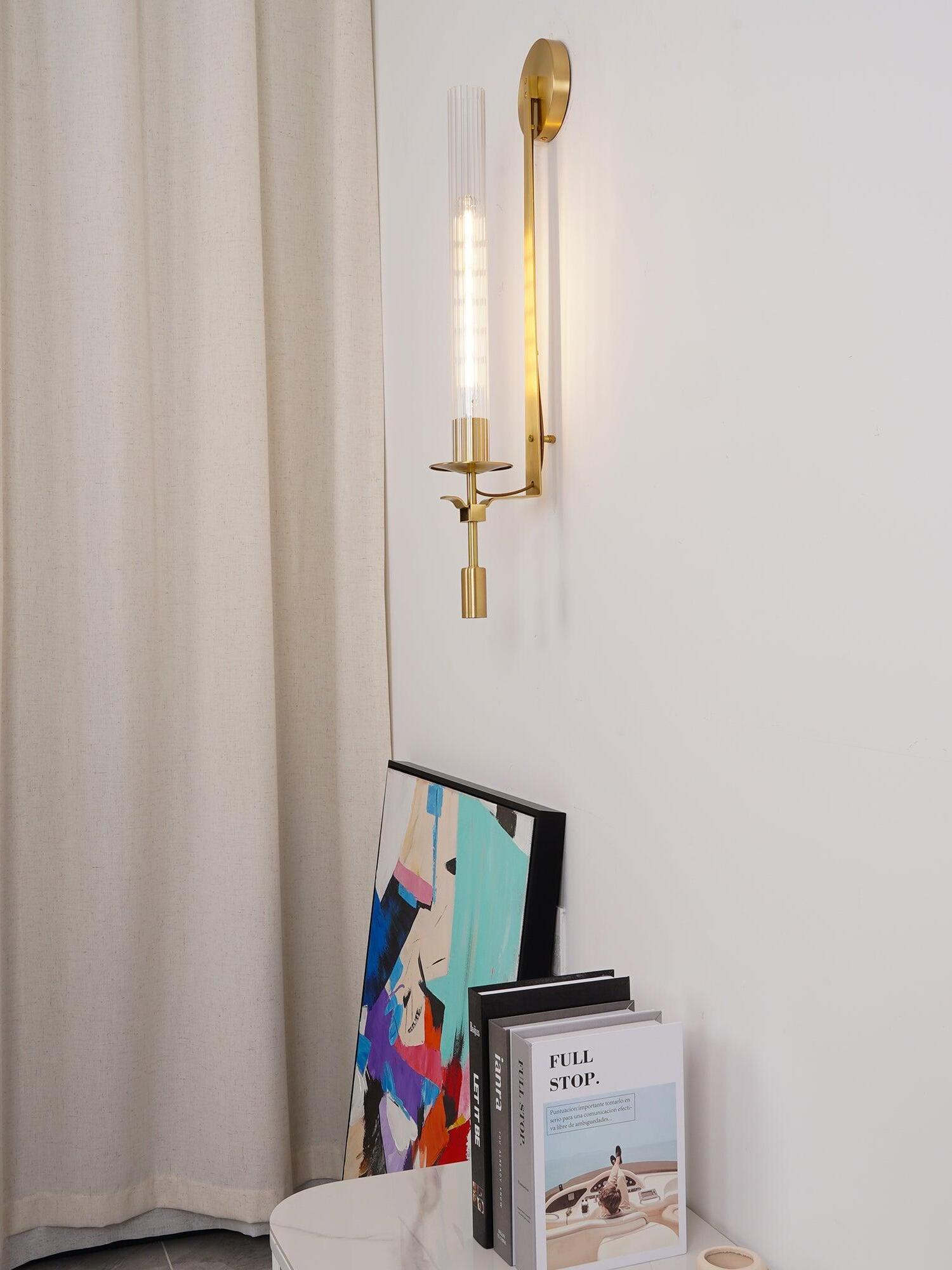 Retro Brass Fontanelle Glass Wall Lamp For Bedroom - Cueteks