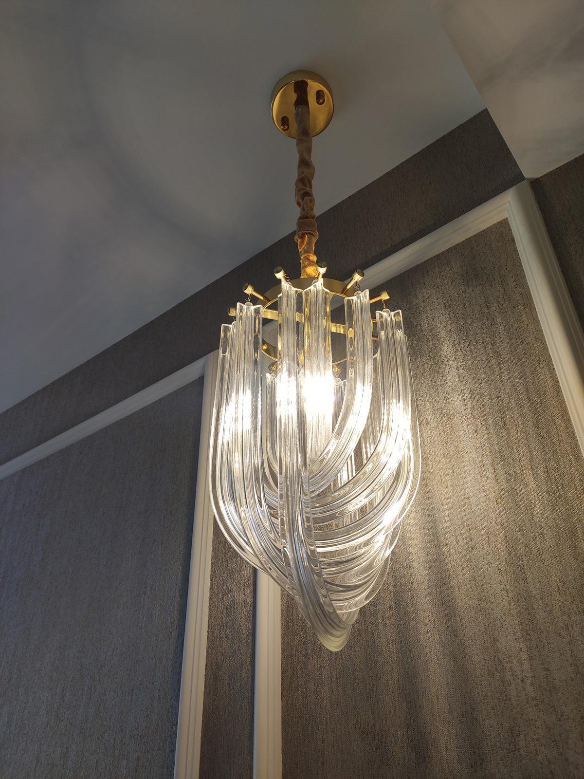 Modern Crystal pendant lamp in Champagne Gold for Restaurant - Cueteks